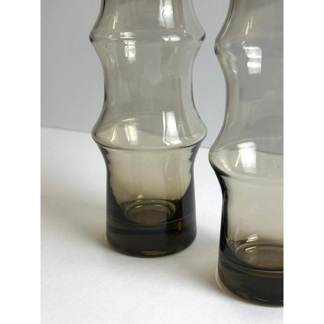 Vintage Smoked Glass and Bamboo Vases, 1960s, Set of 2 For Sale - Image 4 of 10