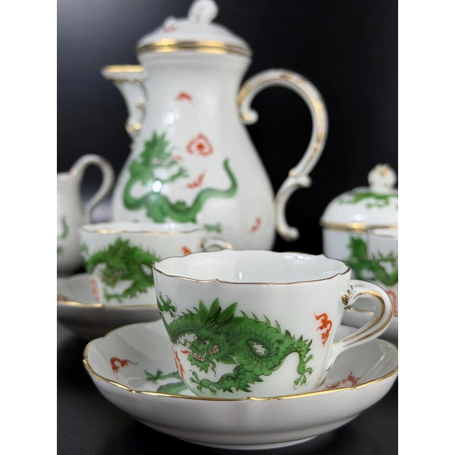 Ceramic Vintage Ming Dragon Tea Set from Meissen, 1920s, Set of 13 For Sale - Image 7 of 18