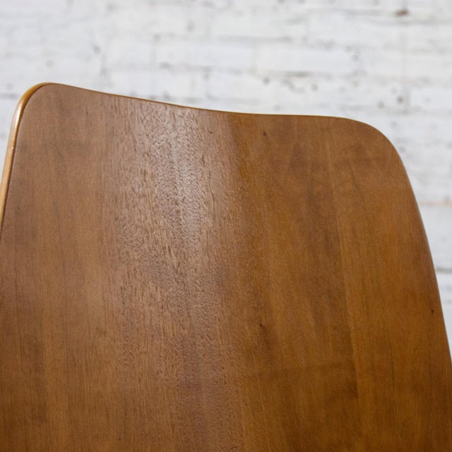 Late 20th to Early 21st Century Modern Walnut Molded Plywood Chairs Stackable Connectable Refinished Set of 6 For Sale - Image 11 of 18