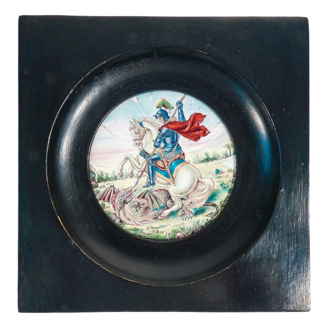 Italian Painted Tile in Ceramic For Sale