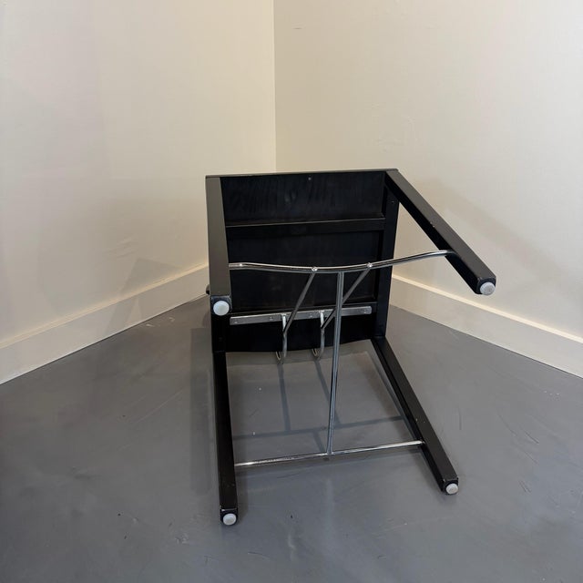 Late 20th Century Post Modern Ebonized Wood & Chrome Dining Chairs (Set of 4) For Sale - Image 10 of 14