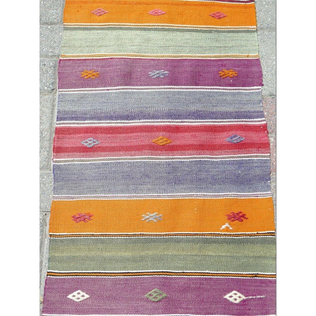 1960s Boho Kilim Runner Handmade 20"x92" For Sale - Image 5 of 12