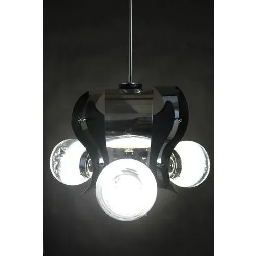 Vintage Italian Chrome Plated Chandelier, 1970s For Sale - Image 11 of 13