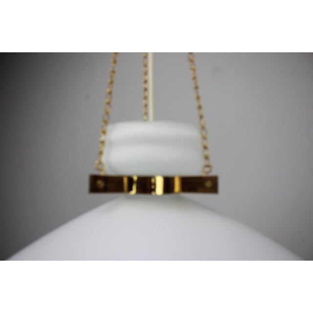 Mid-Century Modern Pendant Lamp in Opaline Milk Glass and Bra, 1970s For Sale - Image 4 of 10