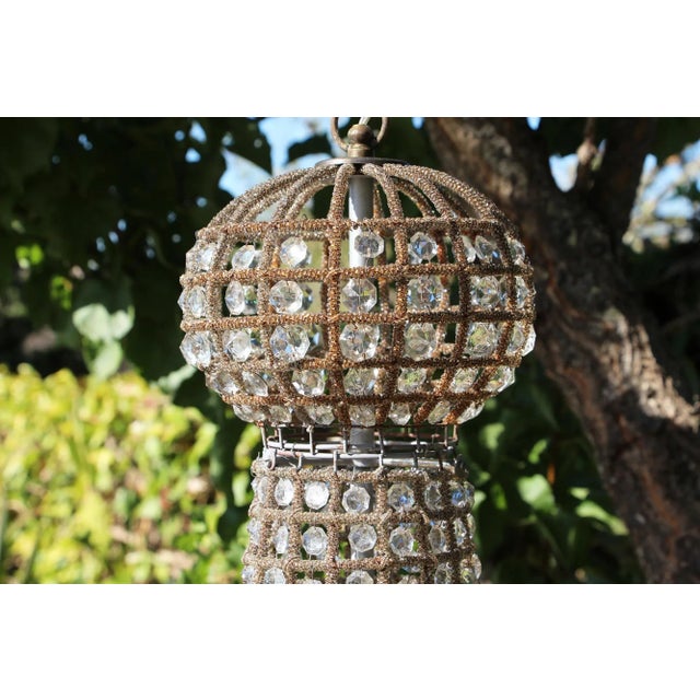 1970s Vintage Boho Chic Beaded Chandelier, Hand-Made Pakistan Circa: 1970. Material: Metal and plastic beads. Origin:...