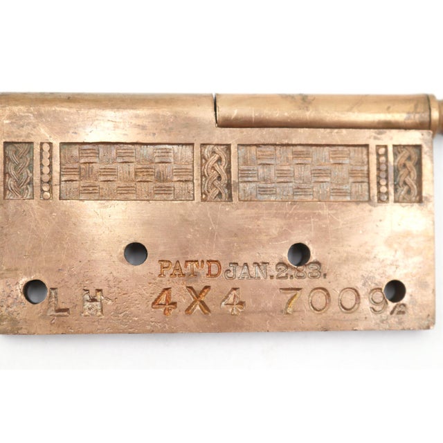 Antique Eastlake 4 X 4 In. Brass Left Hand Door Hinge For Sale - Image 6 of 6