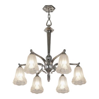 French Art Deco Chandelier by Degue 1930 France For Sale