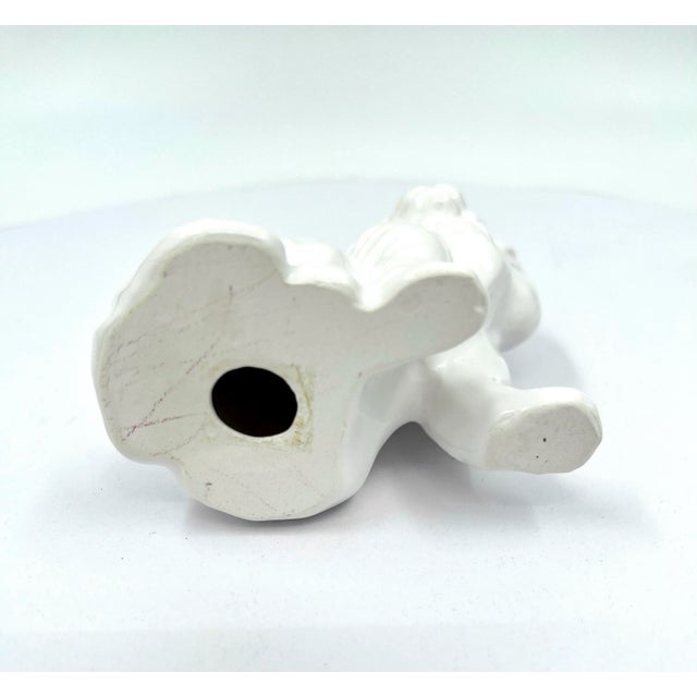 Vintage Petite Blanc De Chine Ceramic Staffordshire Style Dog Figurine For Sale - Image 9 of 9