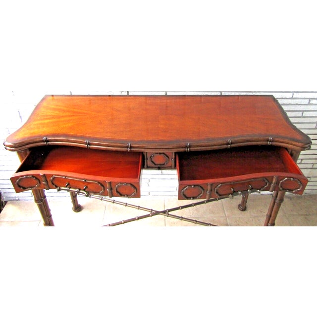 Theodore Alexander Mahogany Edwardian Bamboo Console Table Indochine 5300-138 For Sale In Miami - Image 6 of 12