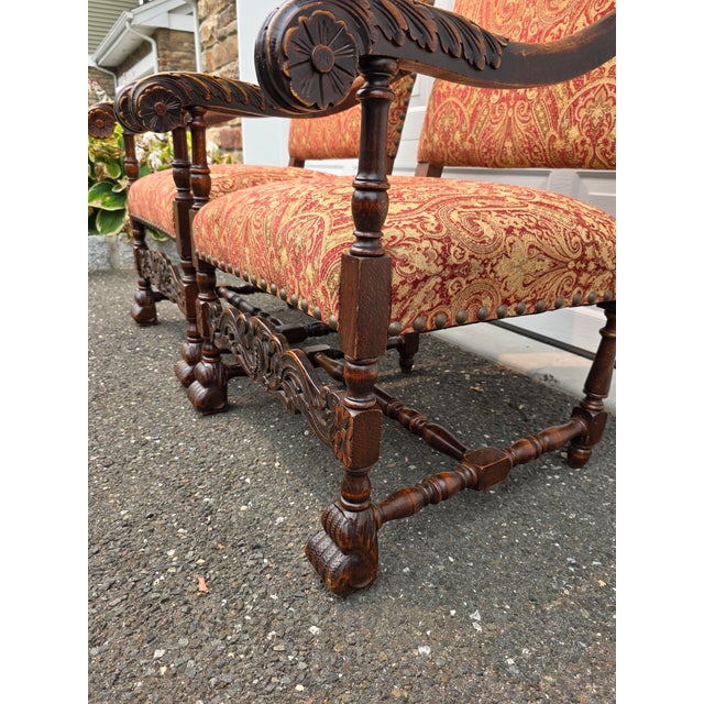 Late 19th Century Late 19th C. Danish Louis XIV Throne Style Chairs- A Pair For Sale - Image 5 of 13