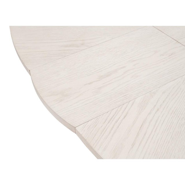 Transitional Round Dining Table, Large - White Oak With Hammered Iron Base For Sale - Image 9 of 11