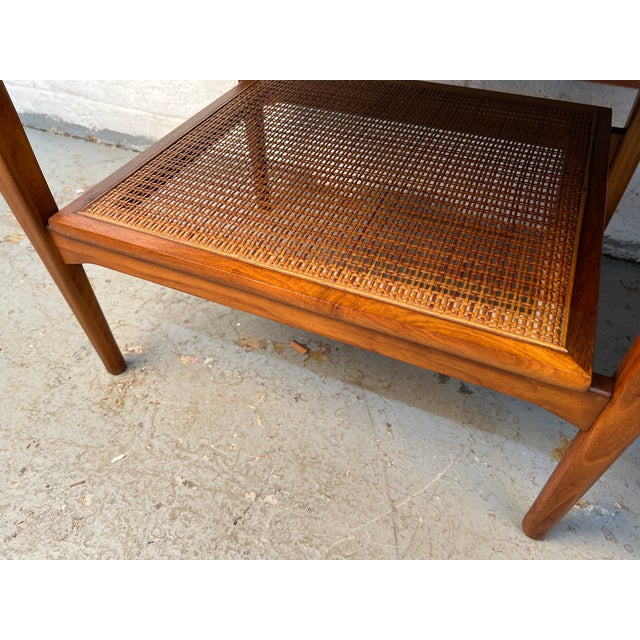 Mid-Century Walnut and Cane Drexel Declaration End Tables by Kipp Stewart For Sale - Image 11 of 14