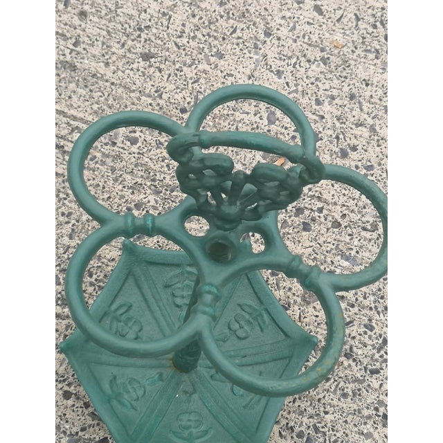 1920s Green Cast Iron Umbrella Stand with Handle, 1920s For Sale - Image 5 of 12