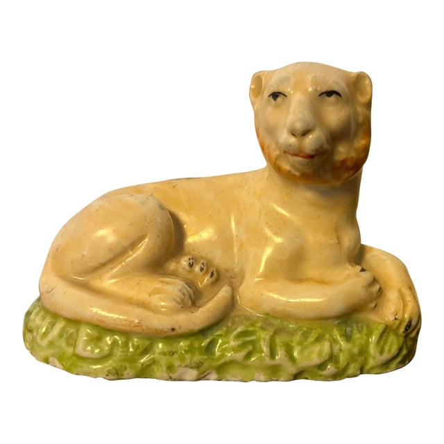 Antique Early 19th Century English Porcelain Figure of a Lion For Sale