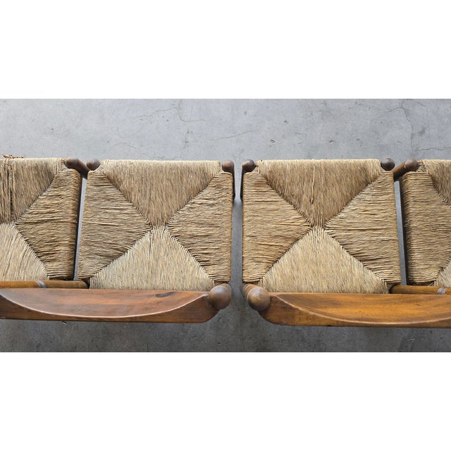 Wood Vintage French Style Rush Seat Dining Chairs - Set of 4 For Sale - Image 7 of 15