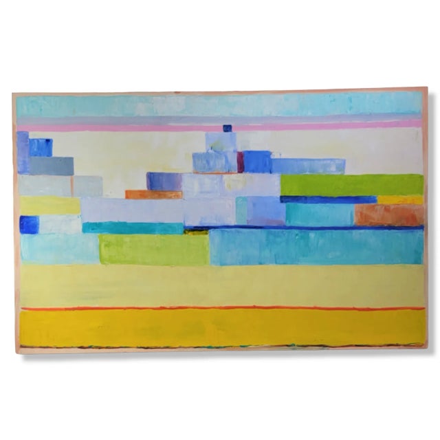 This is a wonderful abstract oil painting. The painting features a multicolor modern constructivist art. This painting...