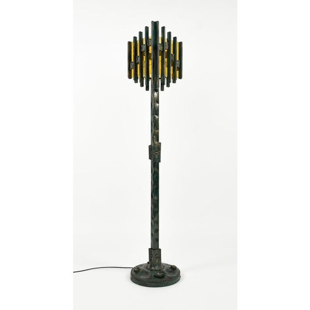 Brutalist Brutalist Floor Lamp in Iron and Art Glass attributed to Biancardi & Jordan, Italy, 1970s For Sale - Image 3 of 16