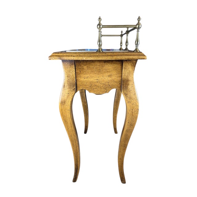 Mid 20th Century Vintage Diminutive Side Table With Brass Gallery For Sale - Image 5 of 11
