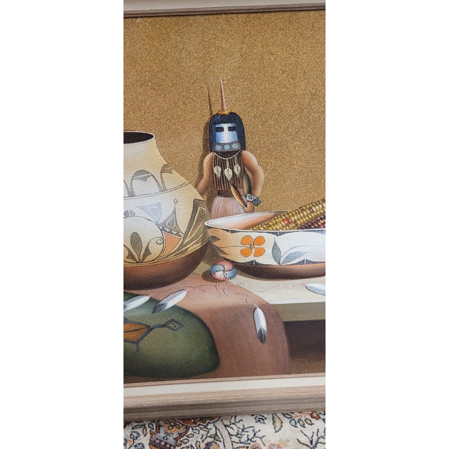 1970s Fine Southwest Native American Large Sand Painting For Sale In Philadelphia - Image 6 of 14