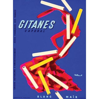 1974 Bernard Villemot "Gitanes" Poster For Sale