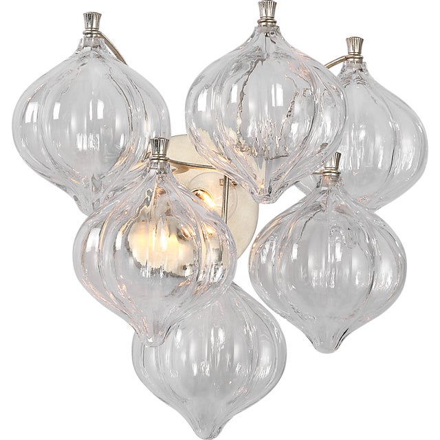 Modern Julie Neill for Visual Comfort Signature Caselli 15" Sconce in Burnished Silver Leaf with Clear Glass For Sale - Image 3 of 11