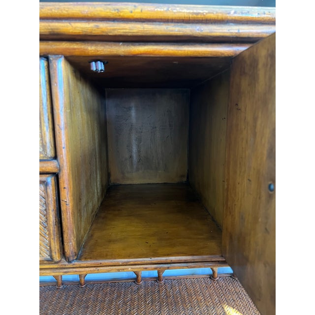 English Vintage Tommy Bahama Reed Sideboard/Credenza Console Table For Sale - Image 3 of 12
