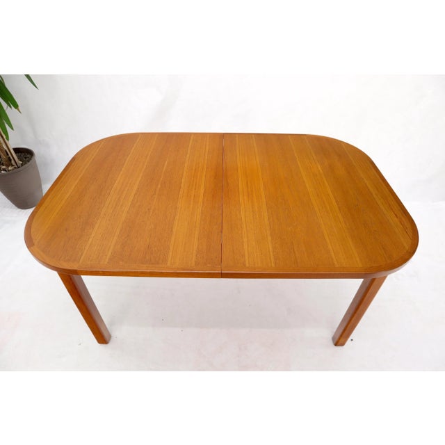 Rectangle Round Corners Teak Midcentury Danish Modern Dining Table Pop