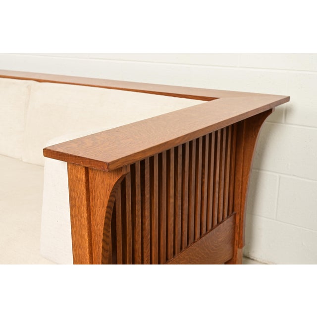 Wood Stickley Mission Oak Arts & Crafts Spindle Settle Sofa For Sale - Image 7 of 11