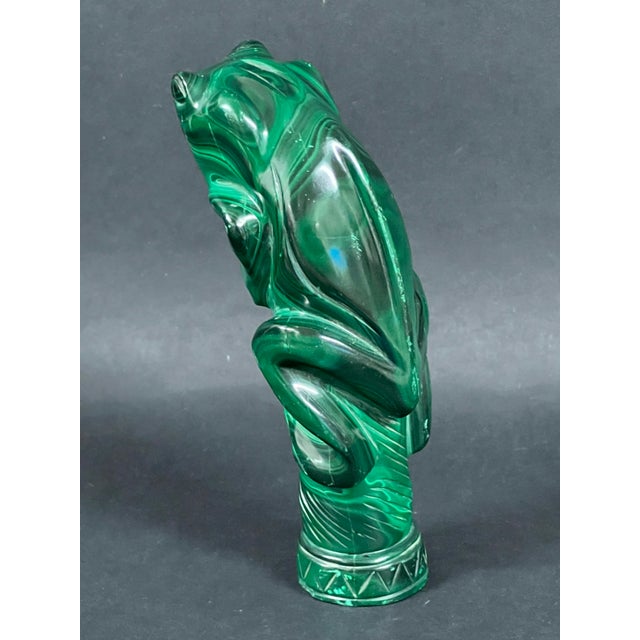 Green Late 20th Century Handcarved Malachite Solid Stone Frog Sculpture For Sale - Image 8 of 12