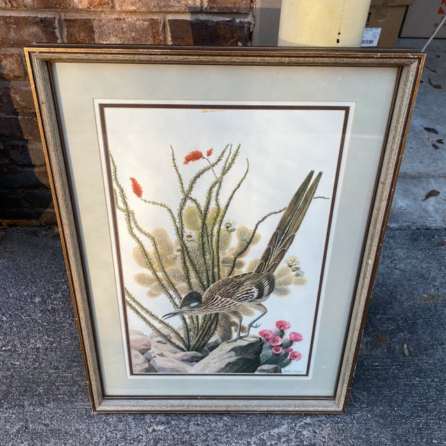 Paint 1970s Cactus and Bird Print After Arthur Singer, Framed For Sale - Image 7 of 7