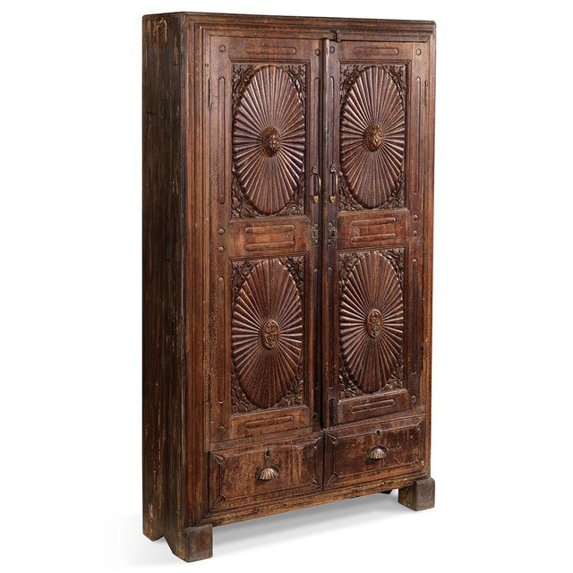 Vintage Almirah Cabinet with Sunburst Panels, 1950s For Sale - Image 4 of 9