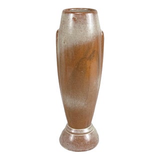 Vintage Art Deco Ceramic Brown & Tan Bullet Vase For Sale