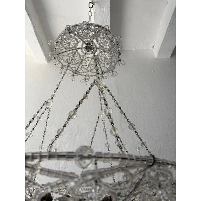 1920s Bows Maison Bagues Style Italian Beaded Crystal Chains Chandelier For Sale - Image 15 of 15