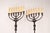 Metal Pair of Bronze Electrified Standing Menorah Candelabras For Sale - Image 7 of 13