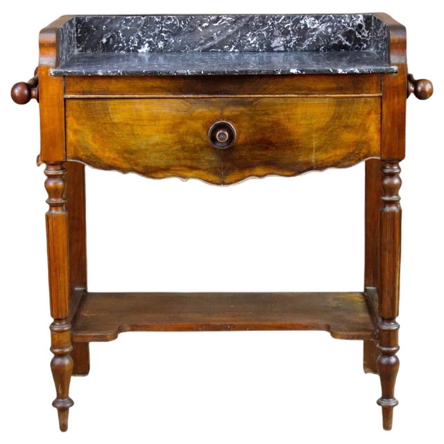 19th Century Side Table in Wood and Marble For Sale