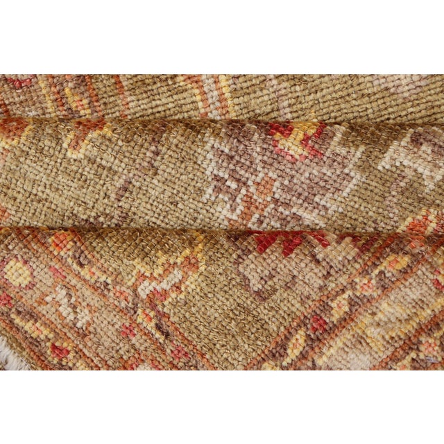 Yellow Turkish Oushak Runner With Traditional All-Over Design in Yellow Green 2'7"x9'10" For Sale - Image 8 of 10