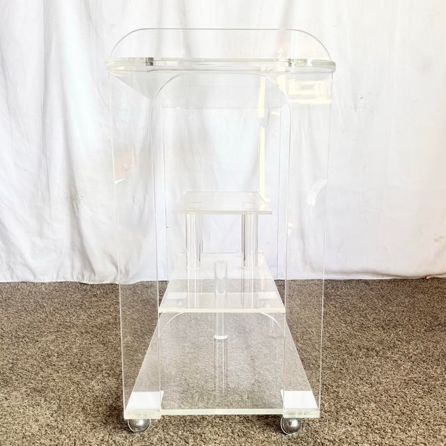 Plastic 1980s Postmodern Lucite Bar Cart For Sale - Image 7 of 11