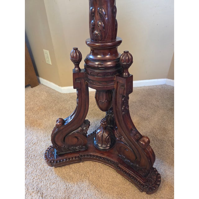 Antique Torchier Carved Mahogany Display Plant Stand - 5 Foot For Sale - Image 15 of 17