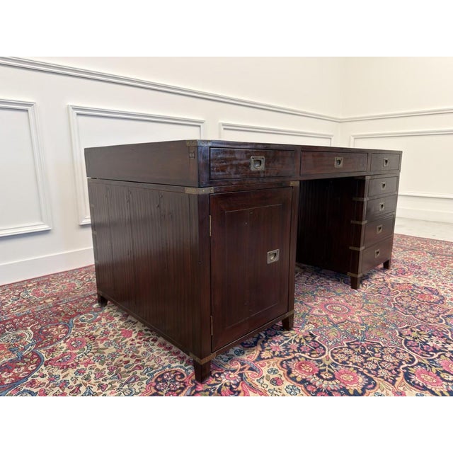 English Campaign Style Desk For Sale - Image 5 of 16