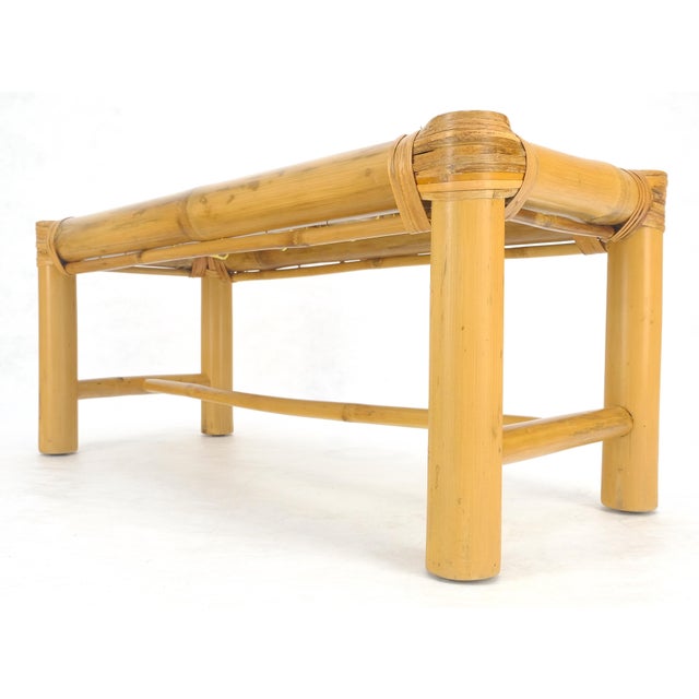 Ficks Reed Thick Profile Bamboo 15x36 Compact Bench Mid Century Modern c1970s MINT For Sale - Image 4 of 13