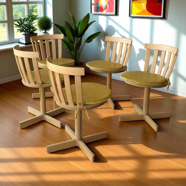 Set of 5 Scandinavian Swivel Chairs by Edsbyverken, 1960s For Sale - Image 18 of 18