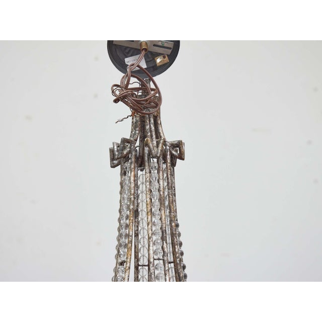19th Century French Iron and Beaded Six-Light Chandelier For Sale - Image 9 of 11