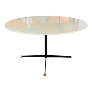 Dining Table with Light Marble Top, 1970s For Sale