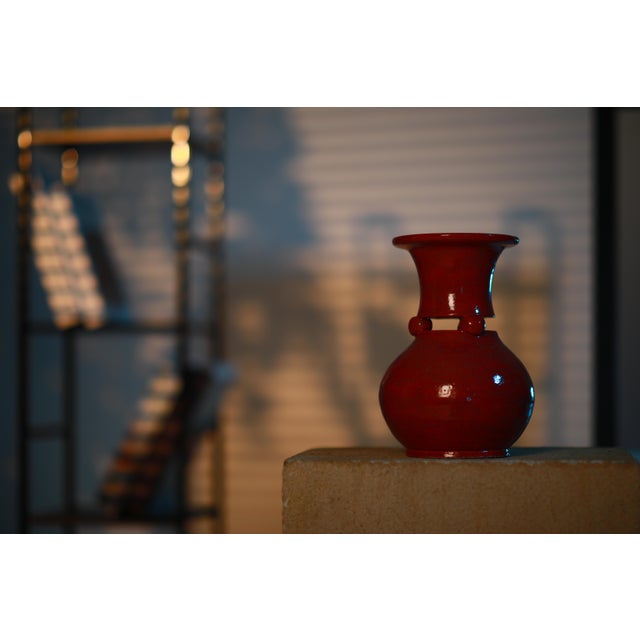 Ceramic Red Ceramic Vase, Handmade Sculptural Pottery, Unique Clay Art, Statement Home Decor For Sale - Image 7 of 8