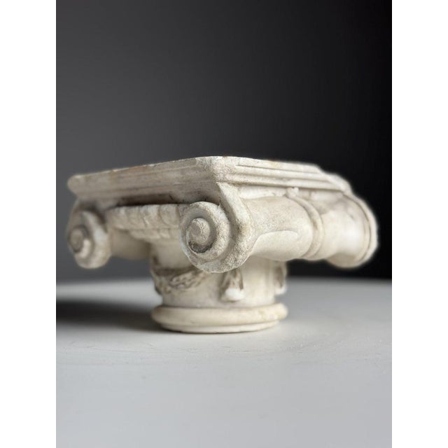 White Ionic Hand Carved Marble Capital For Sale - Image 8 of 12