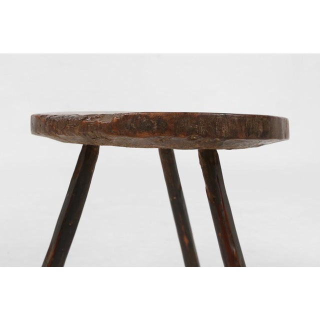 Mid-Century Modern Brutalist French Oak Tripot Stool, 1850 For Sale - Image 3 of 12