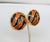 American Vintage Signed Gerard Yosca Round Orange & Black Striped Clip Earrings- 2 Pieces For Sale - Image 3 of 7