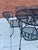 1990s Vintage Wrought Iron Patio Garden Set 6 Chairs 54" Oval Table Minimalist For Sale - Image 5 of 17
