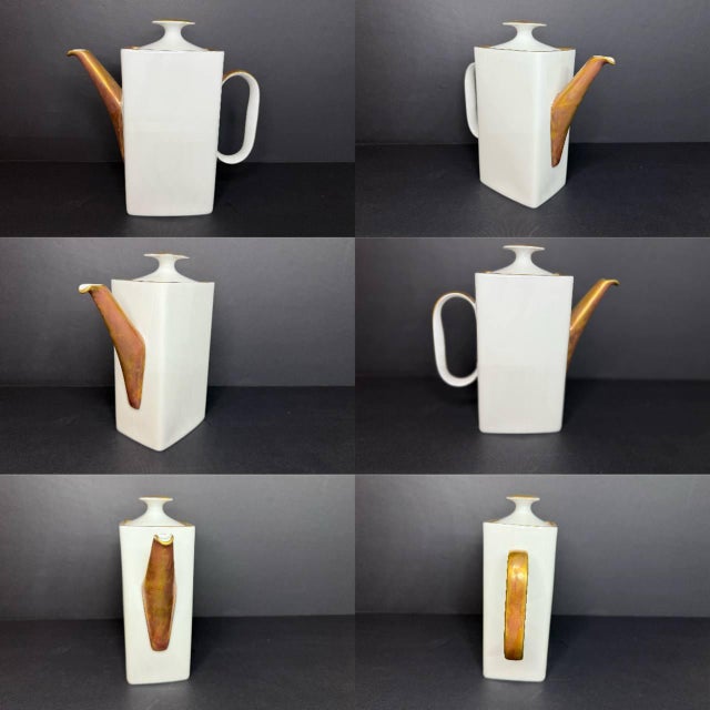 Mid-Century Modern Vintage Rosenthal Germany 21-Piece Porcelain Coffee Service – White With Heavy Gold Trim, Mid-Century Modern For Sale - Image 3 of 18