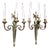 Large French Louis XVI Style Bronze Three-Arm Wall Sconces, 1950s, Set of 2 For Sale